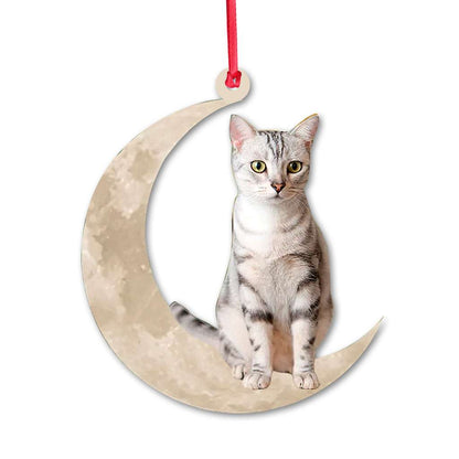 American Shorthair Cat Sits On The Moon - Cat Ornament (Printed On Both Sides) 1022