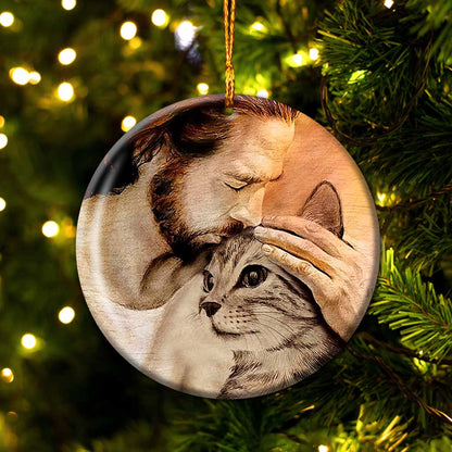 Cat With Jesus - Cat Ornament (Printed On Both Sides) 1022