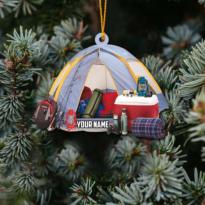 Camping Tent - Personalized Camping Ornament (Printed On Both Sides) 1022