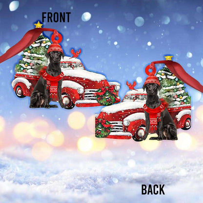 Black Labrador Red Truck Labrador - Retriever Ornament (Printed On Both Sides) 1022