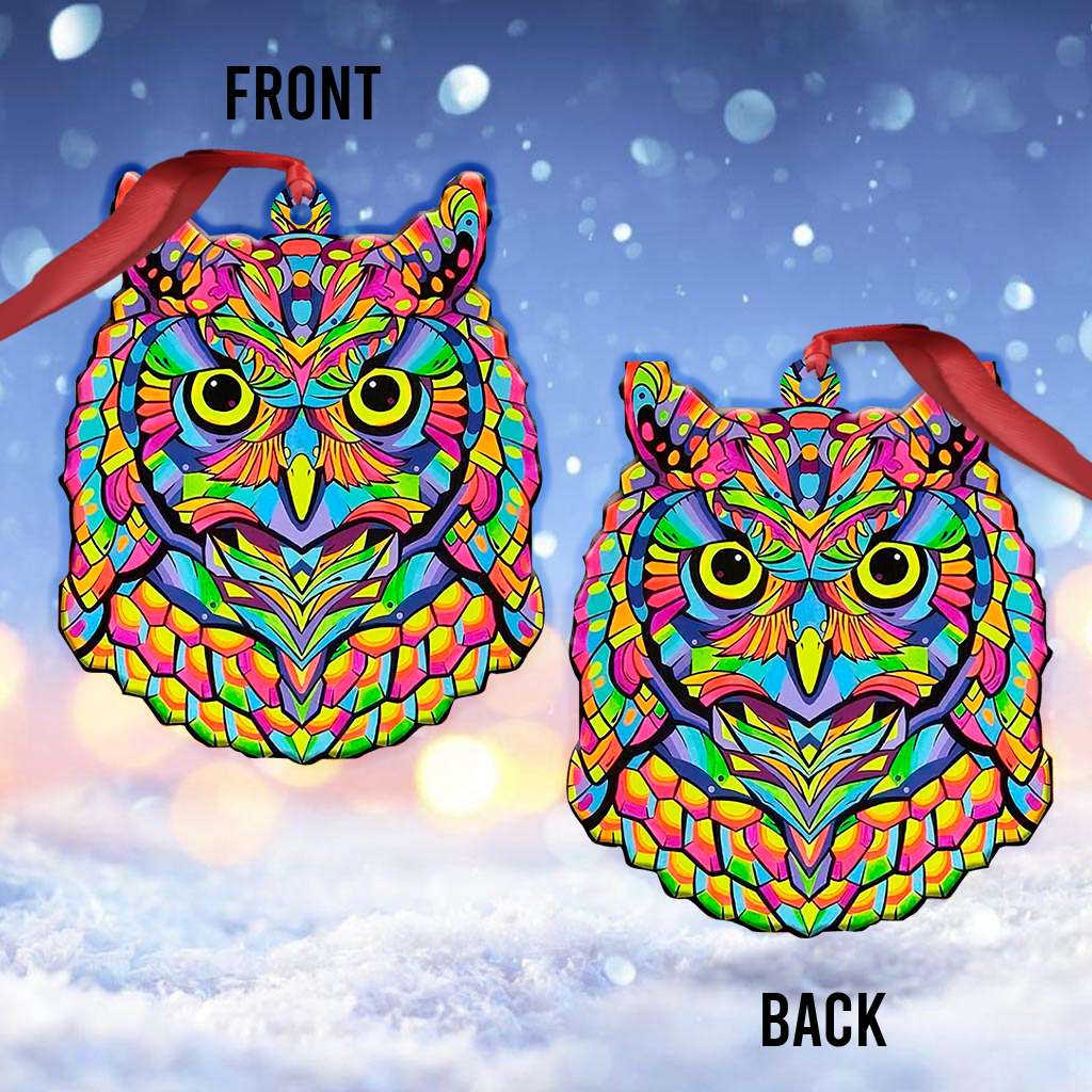 Vibrant Hippie Owl - Owl Ornament (Printed On Both Sides) 1122