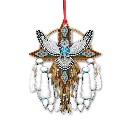 White Dream Catcher Native America Owl - Owl Ornament (Printed On Both Sides) 1122