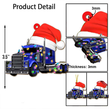 Truck Christmas Lights Trucker - Trucker Ornament (Printed On Both Sides) 1022