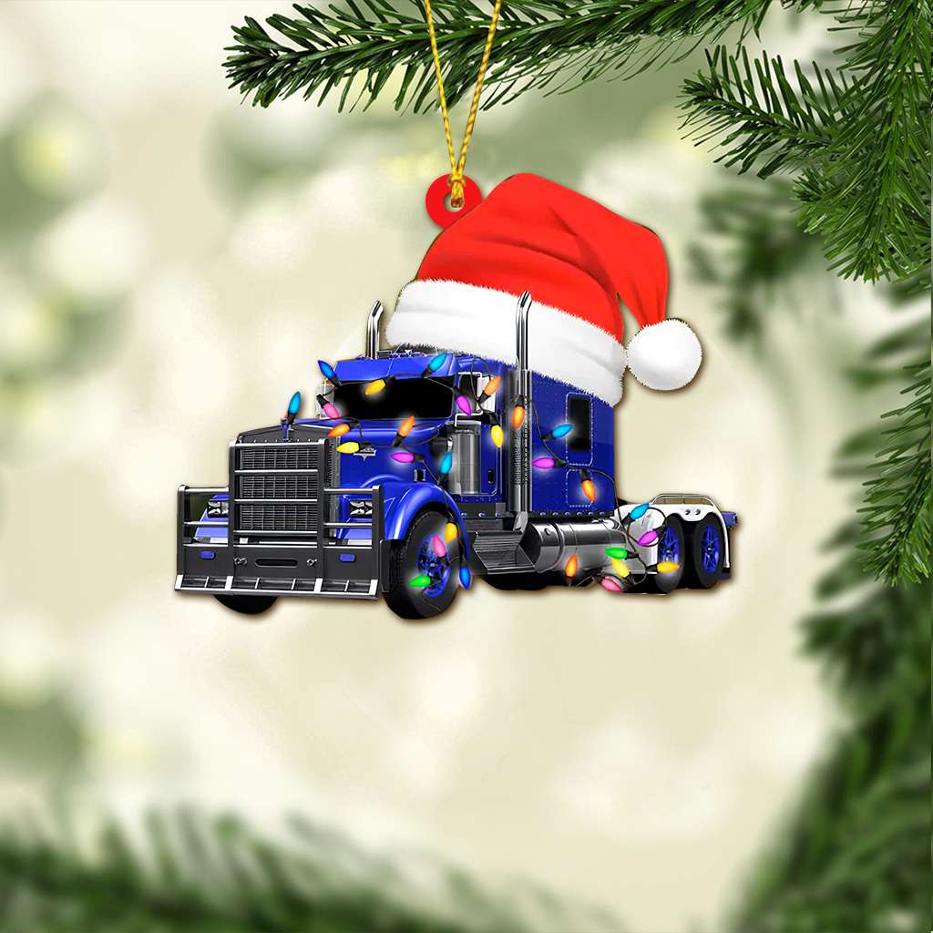 Truck Christmas Lights Trucker - Trucker Ornament (Printed On Both Sides) 1022