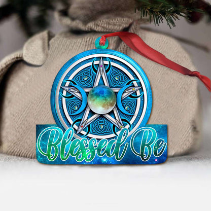 Blue Celtic Pentacle Blessed Be Wicca - Witch Ornament (Printed On Both Sides) 1022