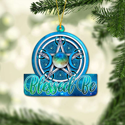 Blue Celtic Pentacle Blessed Be Wicca - Witch Ornament (Printed On Both Sides) 1022