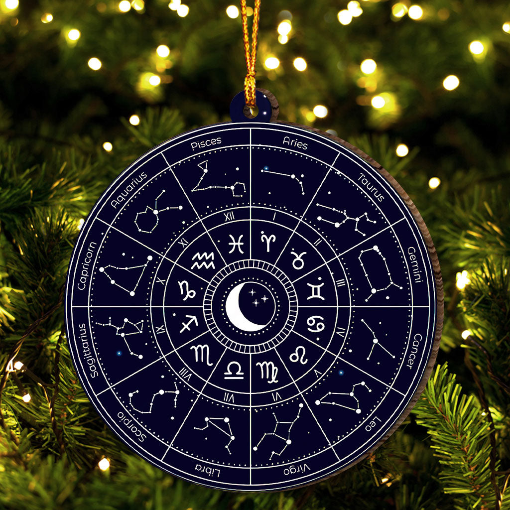 Zodiac Astrology Circle - Witch Ornament (Printed On Both Sides) 1022