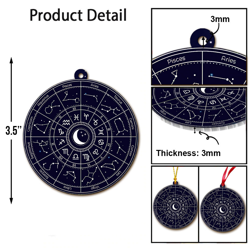 Zodiac Astrology Circle - Witch Ornament (Printed On Both Sides) 1022