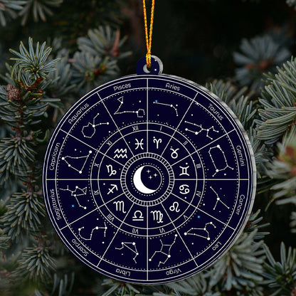 Zodiac Astrology Circle - Witch Ornament (Printed On Both Sides) 1022