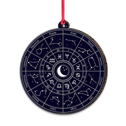 Zodiac Astrology Circle - Witch Ornament (Printed On Both Sides) 1022