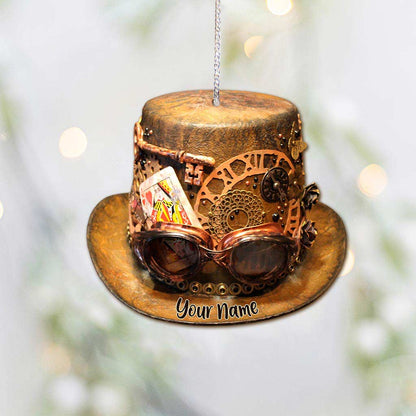 Gear Hat - Personalized Christmas Steampunk Ornament (Printed On Both Sides)