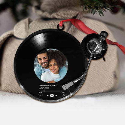 Our Favourite Song Vinyl Record Machine - Personalized Christmas Ornament (Printed On Both Sides)