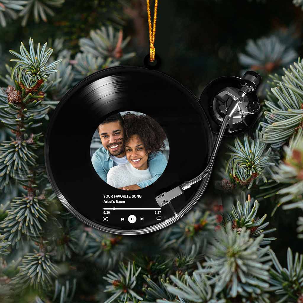 Our Favourite Song Vinyl Record Machine - Personalized Christmas Ornament (Printed On Both Sides)