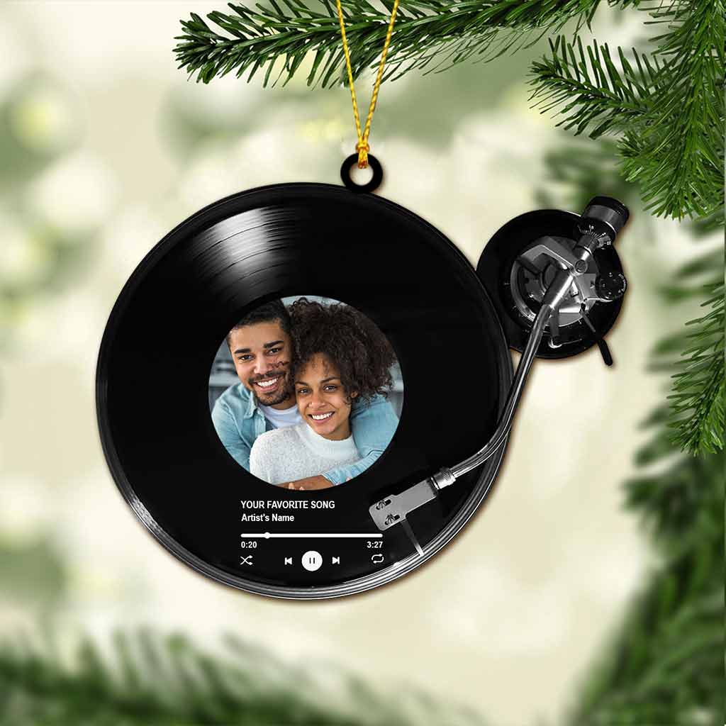 Our Favourite Song Vinyl Record Machine - Personalized Christmas Ornament (Printed On Both Sides)