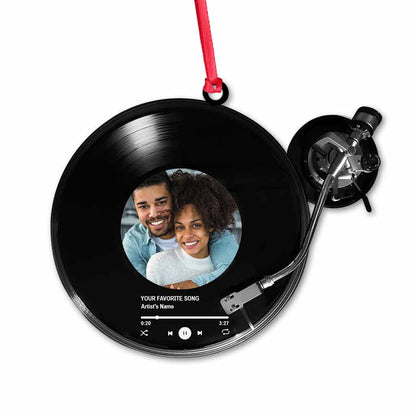 Our Favourite Song Vinyl Record Machine - Personalized Christmas Ornament (Printed On Both Sides)