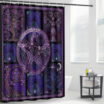 Witch Magical Pentagram - Witch Shower Curtain