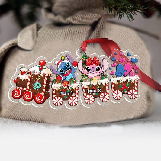 Merry Christmas Train - Personalized Christmas Ohana Transparent Ornament