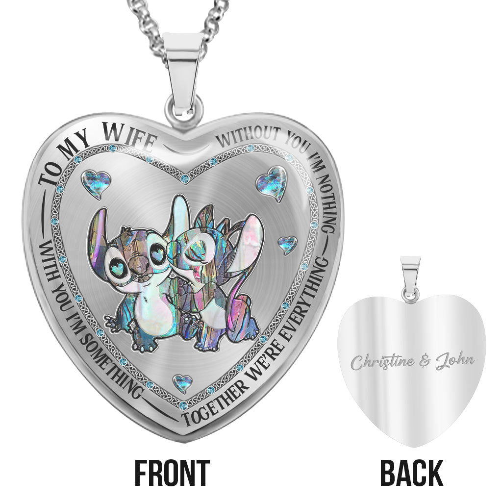 Without You I'm Nothing - Personalized Couple Ohana Heart Pendant Necklace