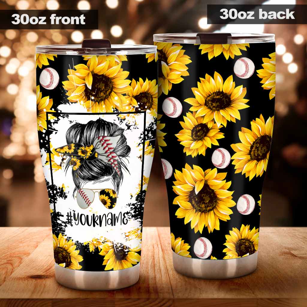 Baseball Mom Sunflower - Baseball Personalized Tumbler