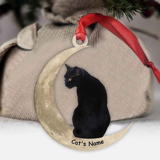 Black Cat Moon - Personalized Ornament (Printed On Both Sides)