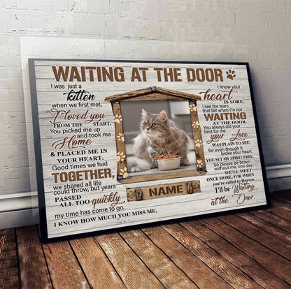 Waiting At The Door - Personalized Cat Canvas And Poster