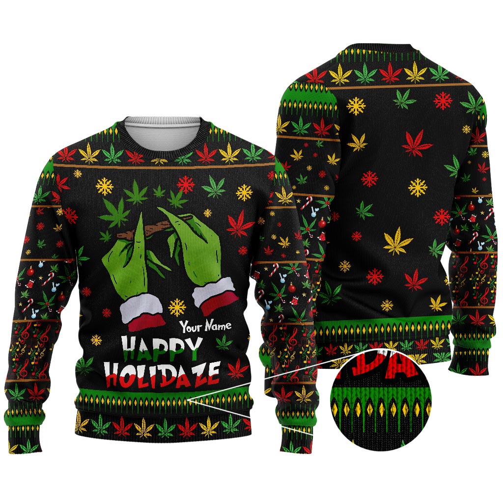 Happy Holidaze - Personalized Christmas Weed Sweater