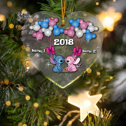 Ohana Forever - Personalized Christmas Couple Transparent Ornament