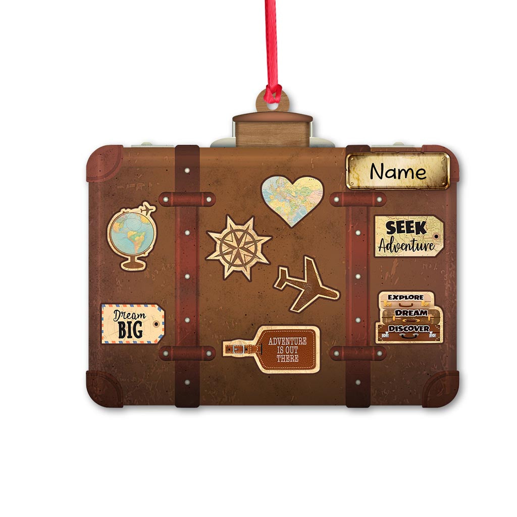 Let's Travel The World - Personalized Christmas Travelling Ornament (Printed On Both Sides)