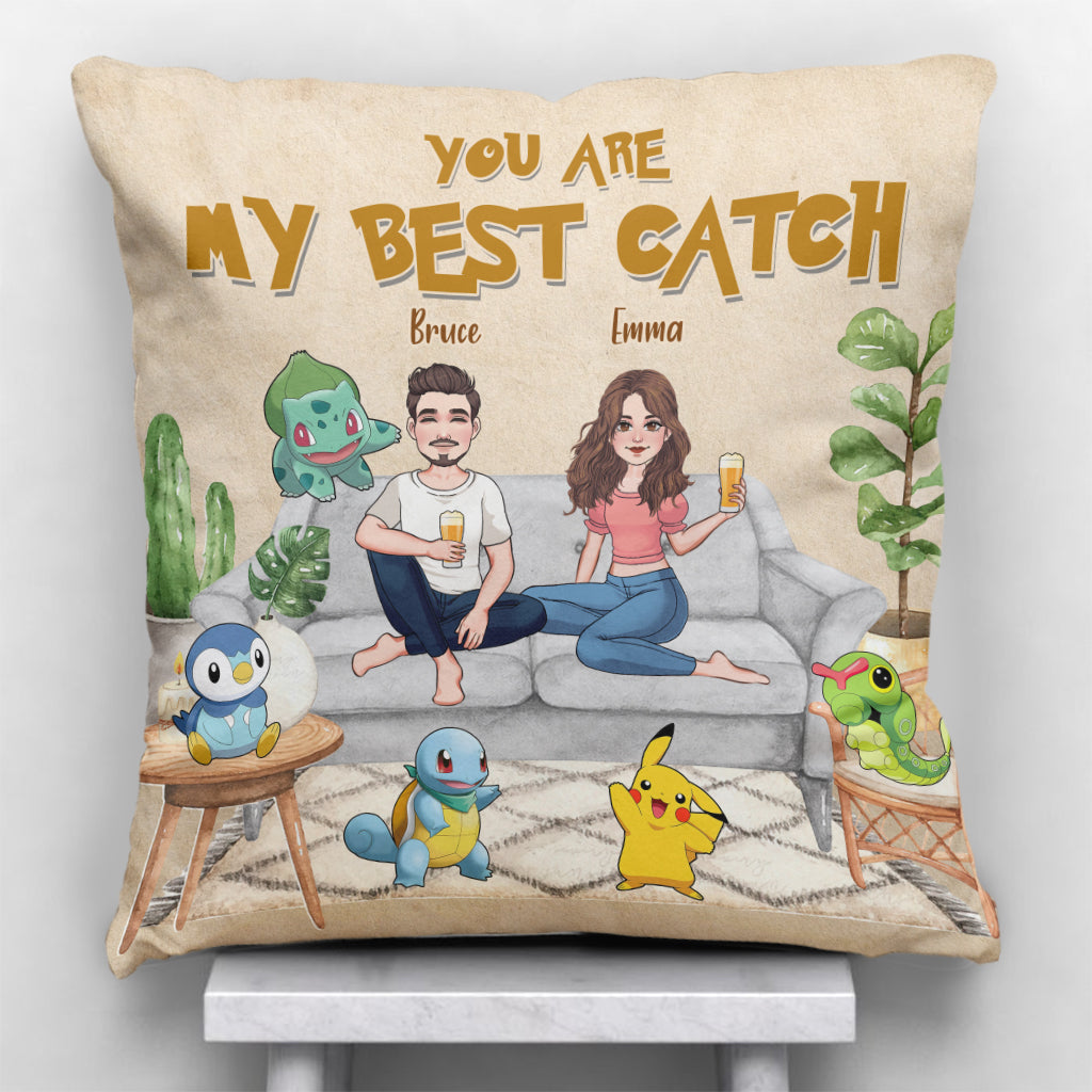 You Are My Best Catch - Personalized Monster Trainer Throw Pillow