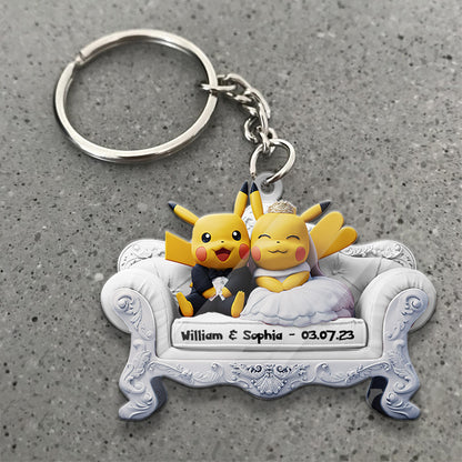 Wedding Couple - Personalized Monster Trainer Keychain