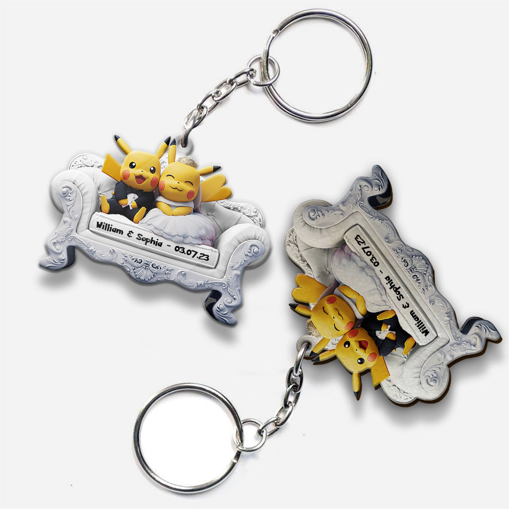 Wedding Couple - Personalized Monster Trainer Keychain