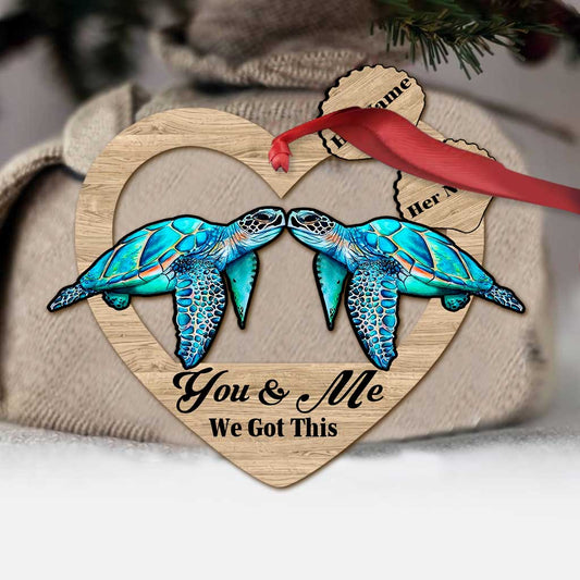 You & Me - Personalized Christmas Turtle Ornament (Printed On Both Sides)