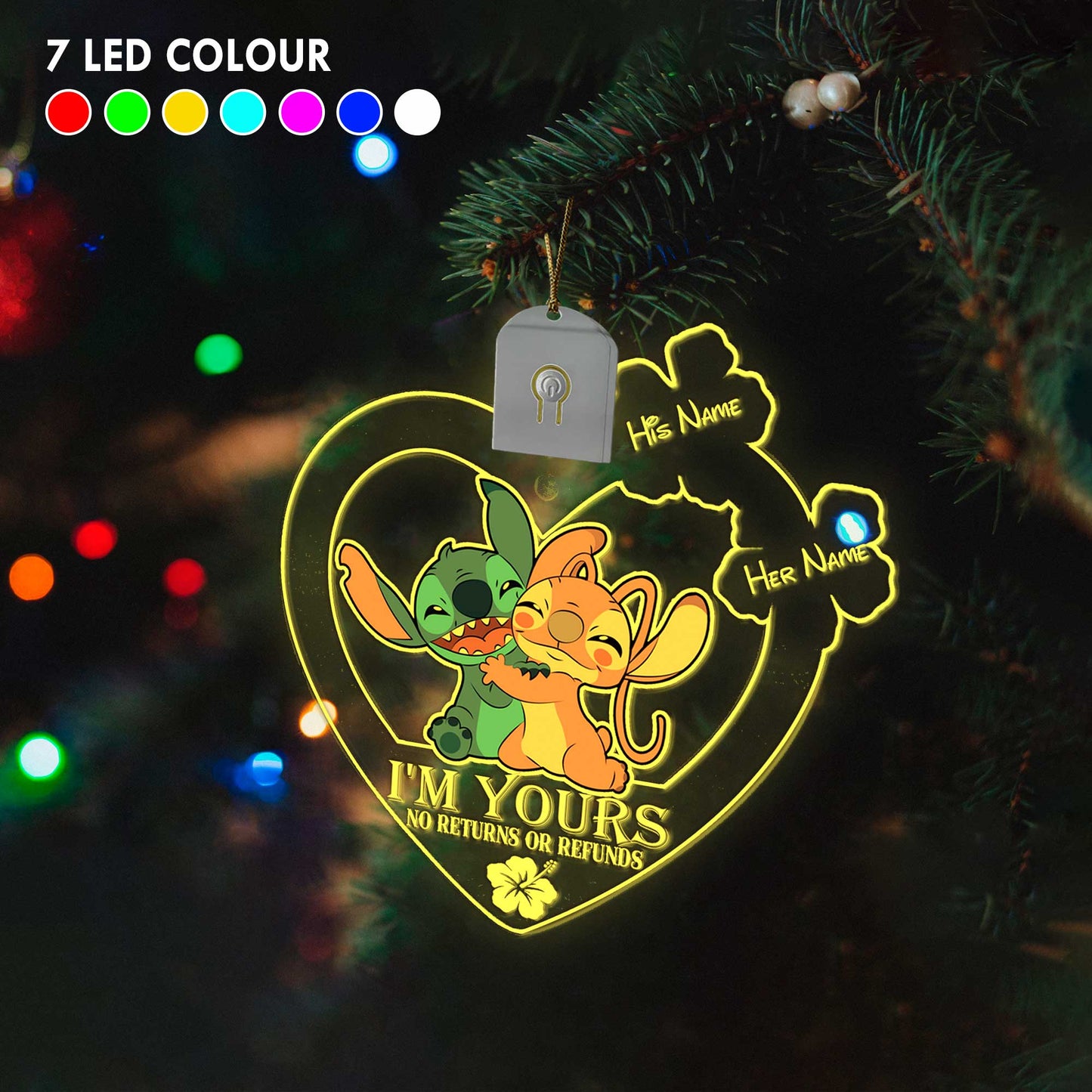 I’m Yours - Personalized Christmas Ohana Shaped Led Acrylic Ornament