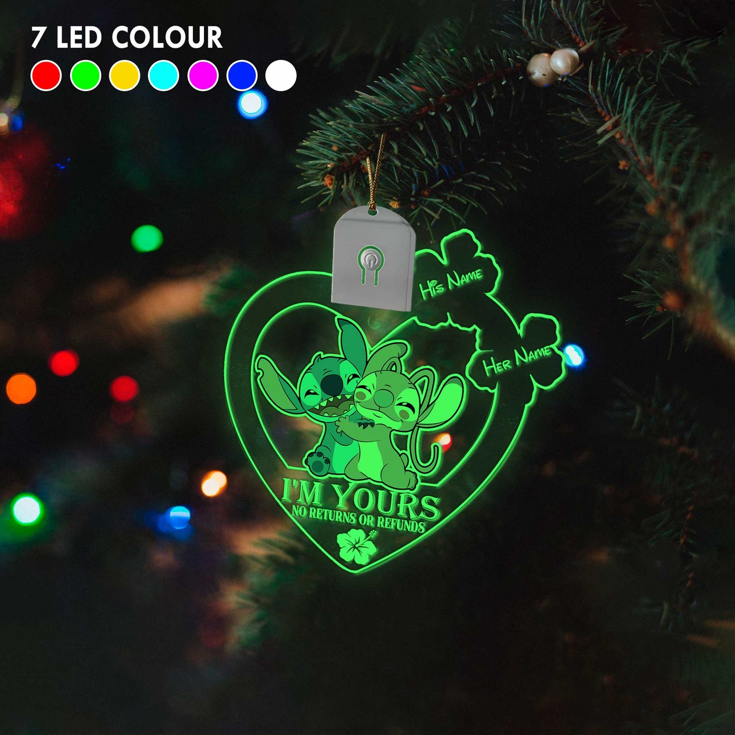 I’m Yours - Personalized Christmas Ohana Shaped Led Acrylic Ornament