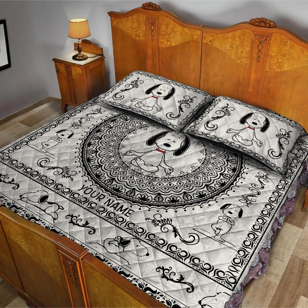 White Dog - Personalized Quilt Set