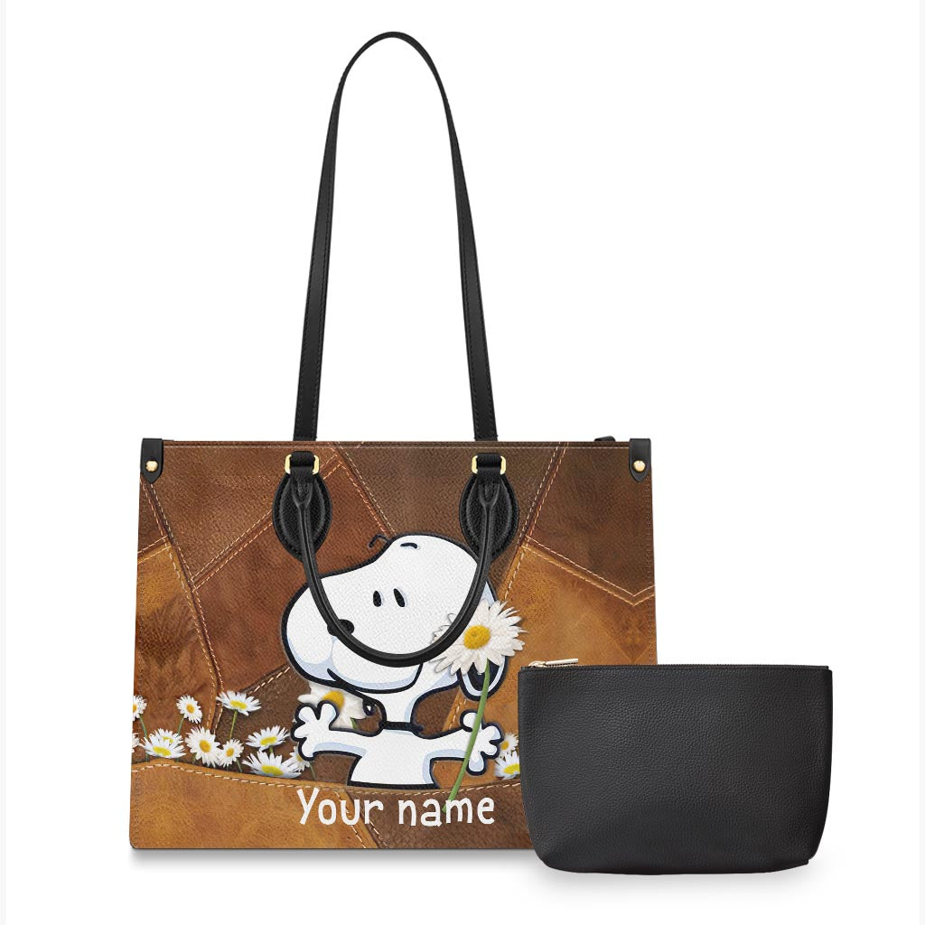 White Dog - Personalized Leather Handbag