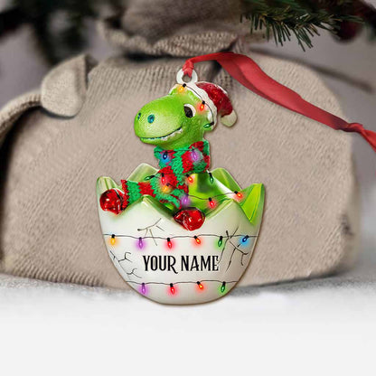 Hatching Dinosaur - Personalized Christmas Dinosaur Ornament With 3D Pattern Print (Printed On Both Sides)