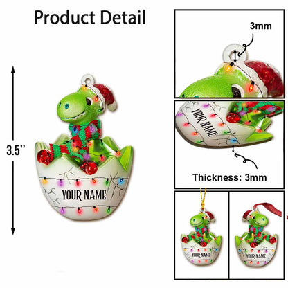 Hatching Dinosaur - Personalized Christmas Dinosaur Ornament With 3D Pattern Print (Printed On Both Sides)