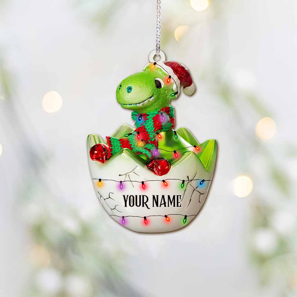 Hatching Dinosaur - Personalized Christmas Dinosaur Ornament With 3D Pattern Print (Printed On Both Sides)