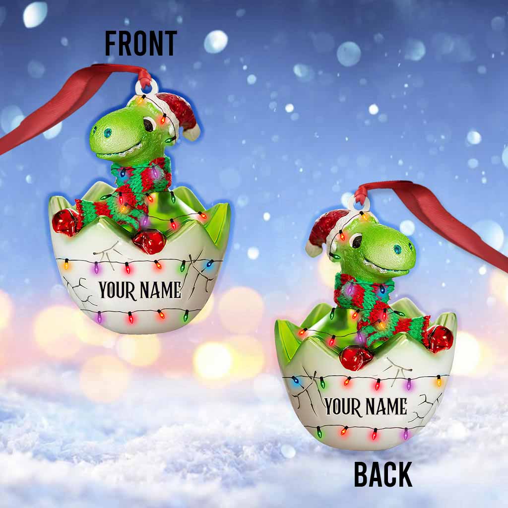 Hatching Dinosaur - Personalized Christmas Dinosaur Ornament With 3D Pattern Print (Printed On Both Sides)