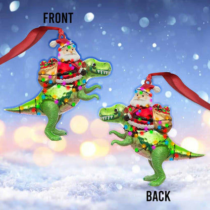 Santa's Dinosaur - Christmas Dinosaur Ornament With 3D Pattern Print (Printed On Both Sides)