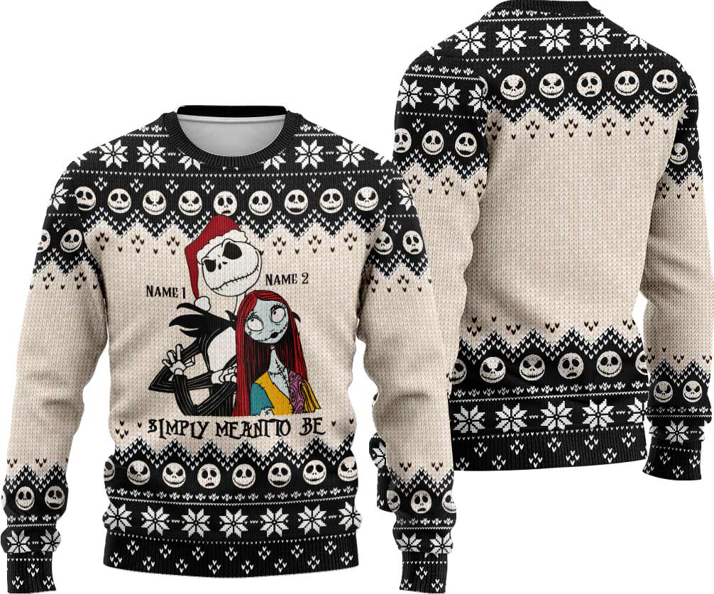 Simply Meant To Be - Personalized Christmas Nightmare Sweater With Faux Wool Pattern Printed