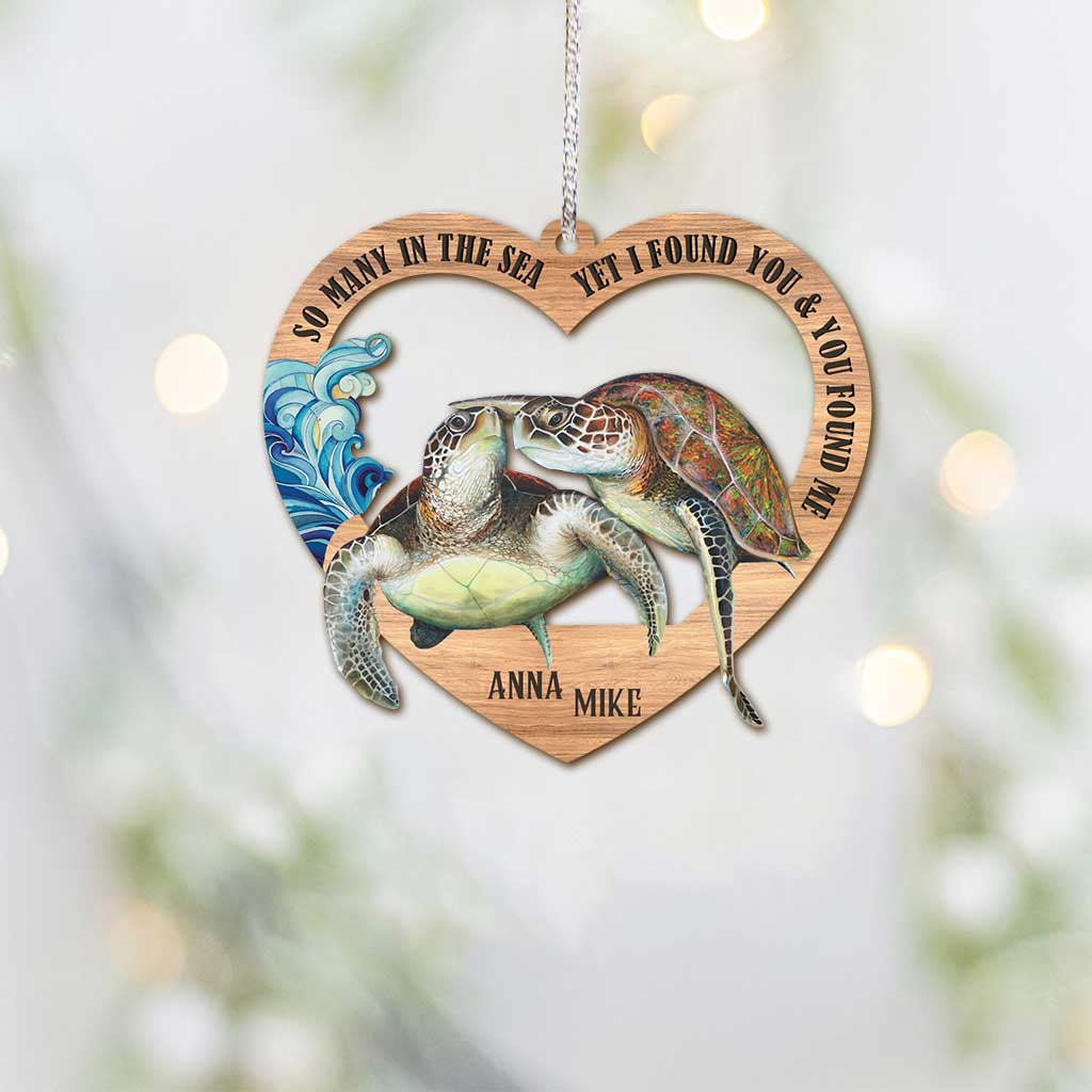 So Many In The Sea - Personalized Christmas Turtle Ornament (Printed On Both Sides)