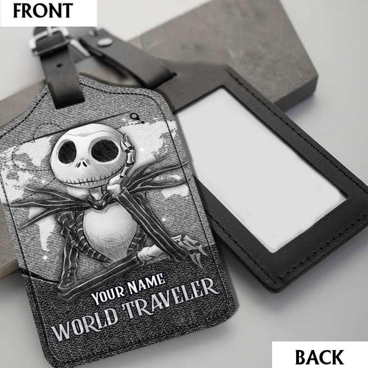 World Traveler - Personalized Nightmare Leather Luggage Tag