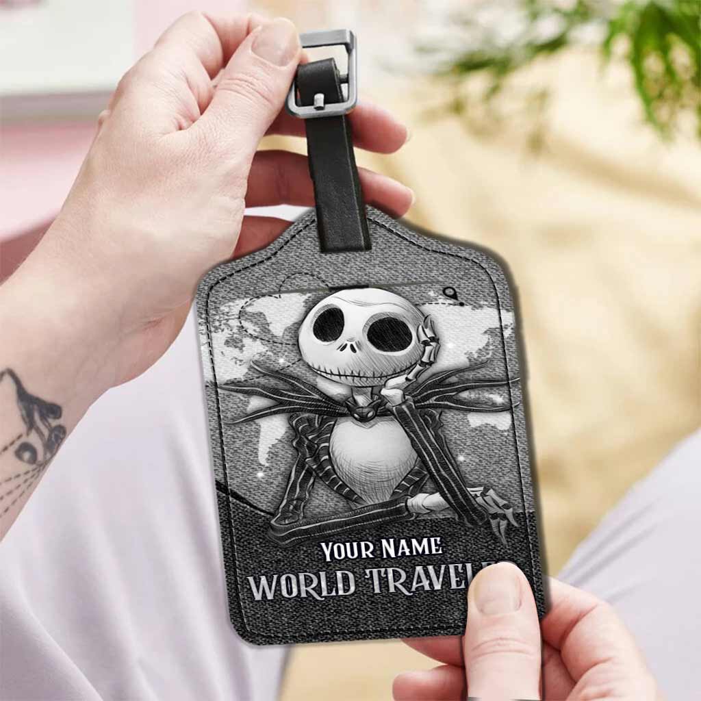 World Traveler - Personalized Nightmare Leather Luggage Tag