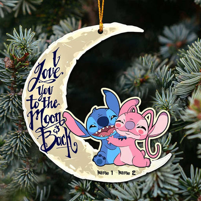 I Love You To The Moon And Back - Personalized Christmas Couple Ornament (Printed On Both Sides)