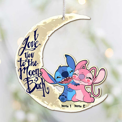 I Love You To The Moon And Back - Personalized Christmas Couple Ornament (Printed On Both Sides)