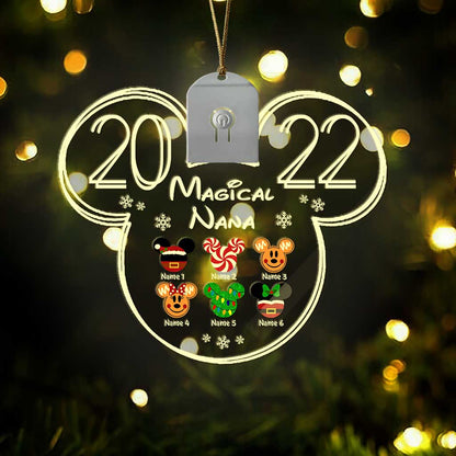 Grandma Mouse - Personalized Christmas Shaped Led Acrylic Ornament