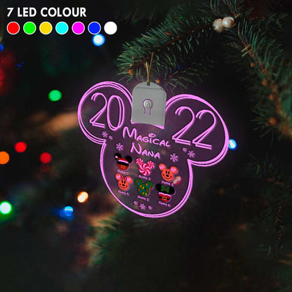 Grandma Mouse - Personalized Christmas Shaped Led Acrylic Ornament