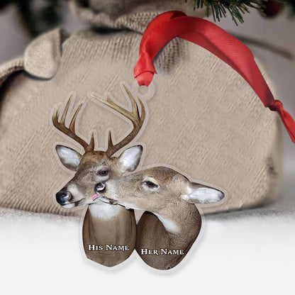 Deer Couple - Personalized Christmas Hunting Transparent Ornament